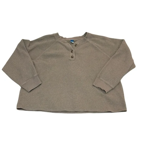 Waffle Knit Henley Top - Picture 2 of 4